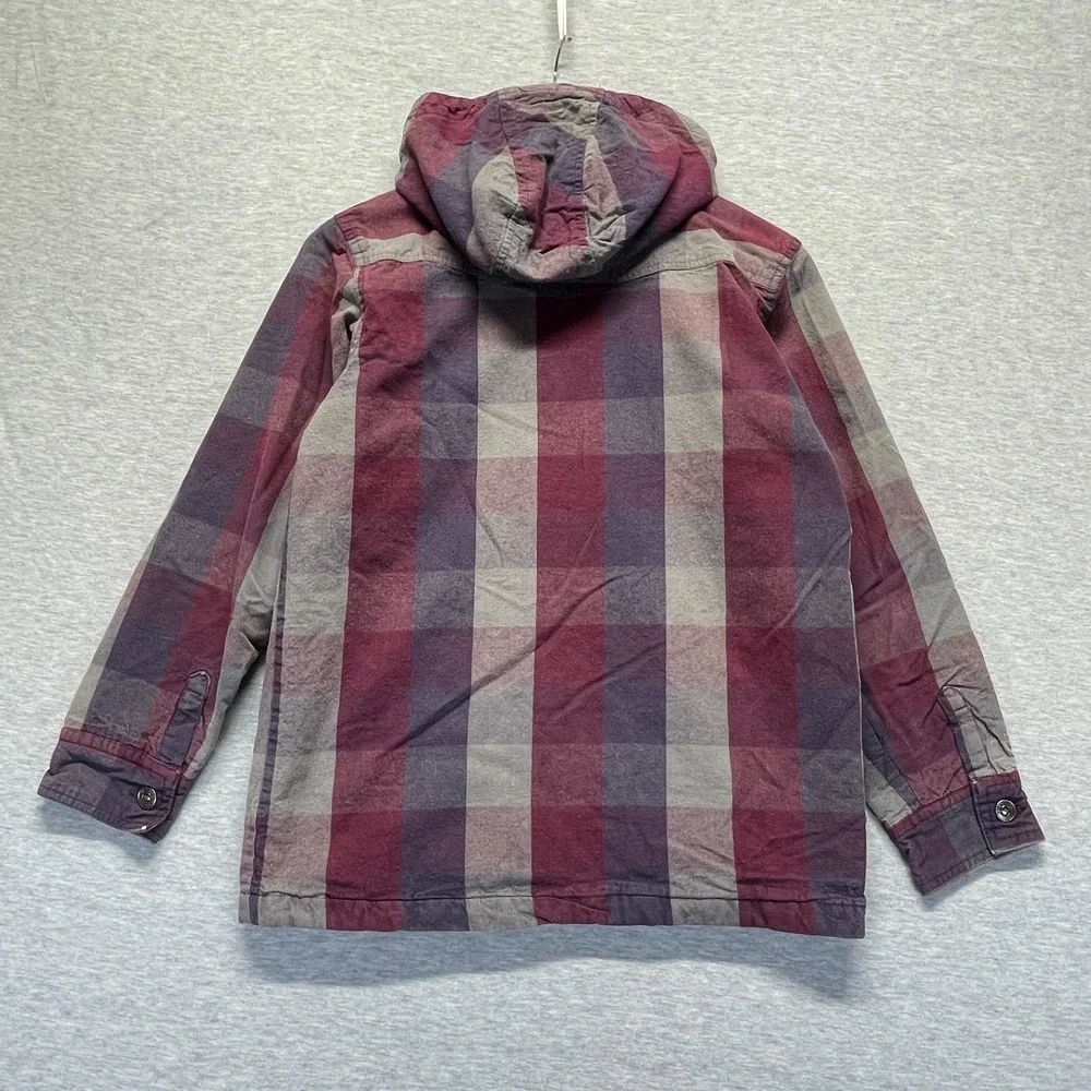 VTG‎ Levi's Flannel Jacket Youth Kids M 12/14 Multi Plaid Cotton Hooded Full Zip